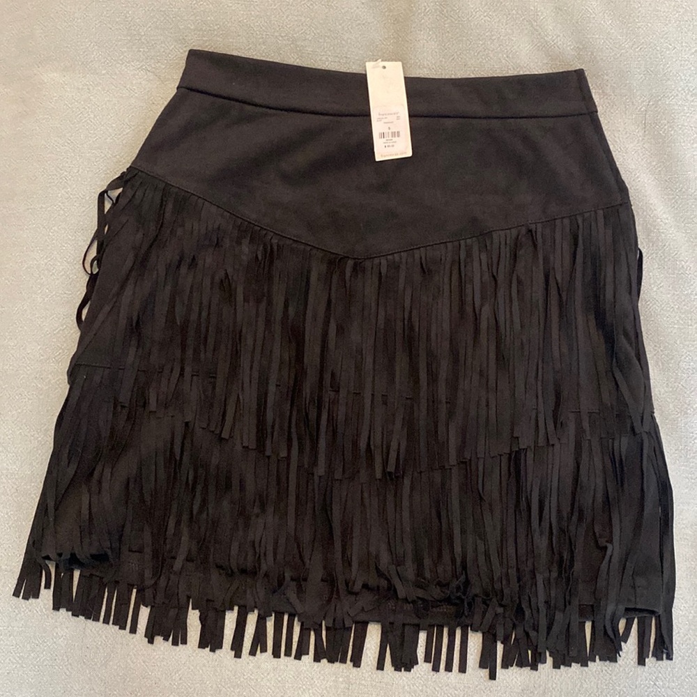 Francesca’s Black Fringe Skirt Small new with tags